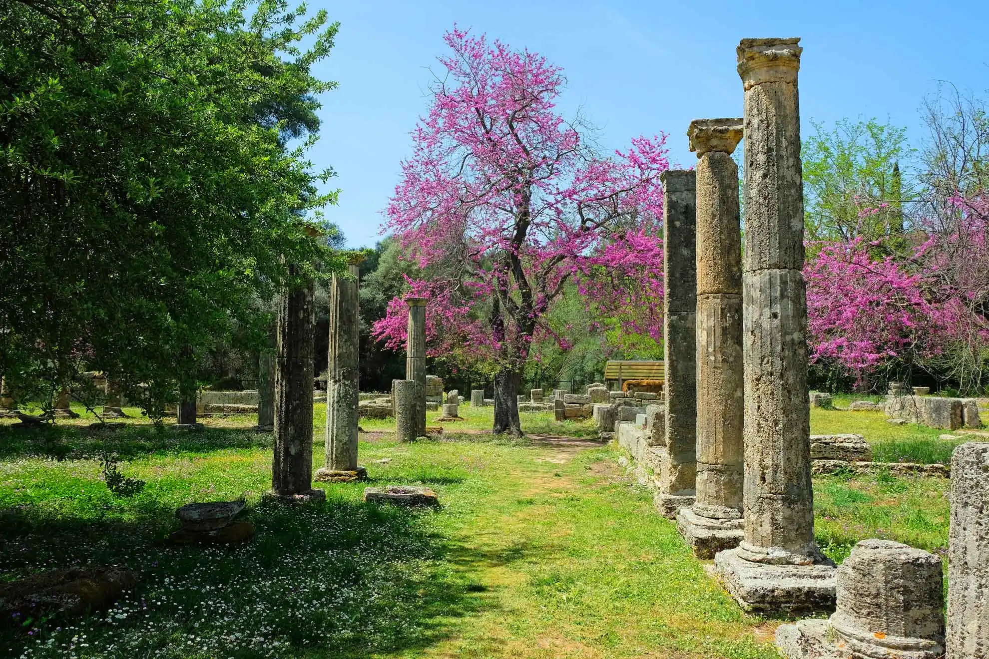 Ruinen der Palästra in der Ausgrabungsstätte Olympia, Teil des Wandkalenders "Von Olympia über Messene nach Mystras"