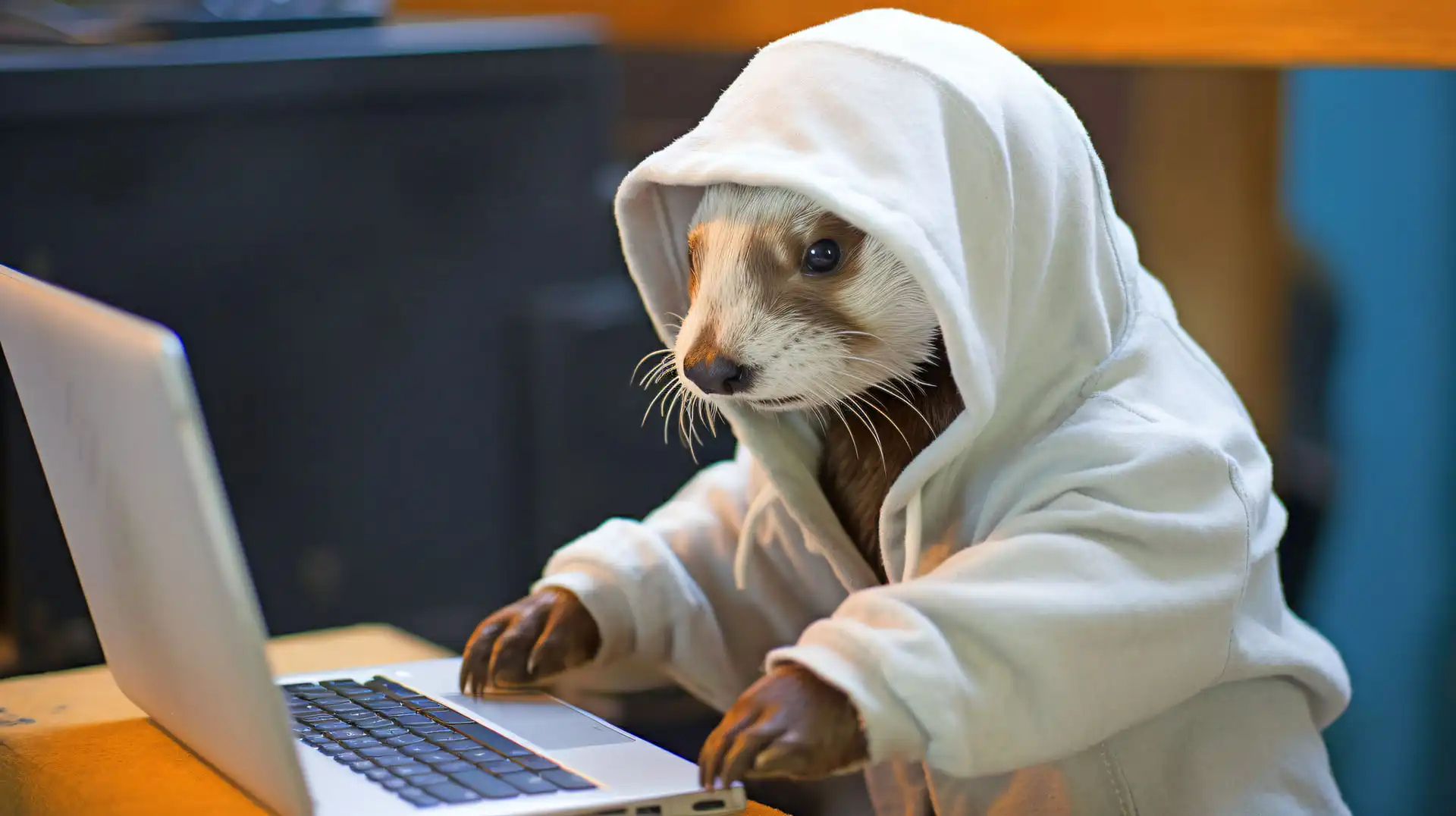 Hacker-Otter, Teil des Wandkalenders "Otter bei der Arbeit"