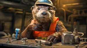 Ingenieur-Otter, Teil des Wandkalenders "Otter bei der Arbeit"