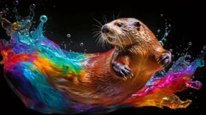 Otter, Teil des Wandkalenders "Farbsplash in der Tierwelt"