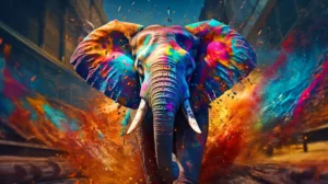 Elefant, Teil des Wandkalenders "Farbsplash in der Tierwelt"