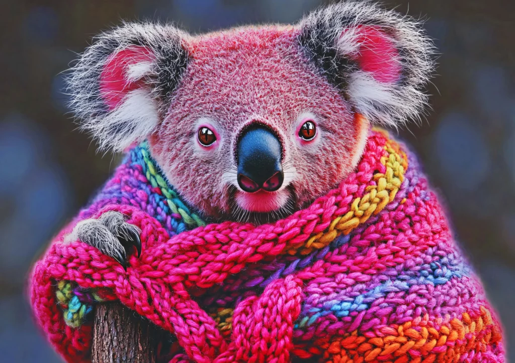 Das Mai Bild des Wandkalenders "Strick-Pfoten - Flauschige Freunde in gestrickten Meisterwerken".