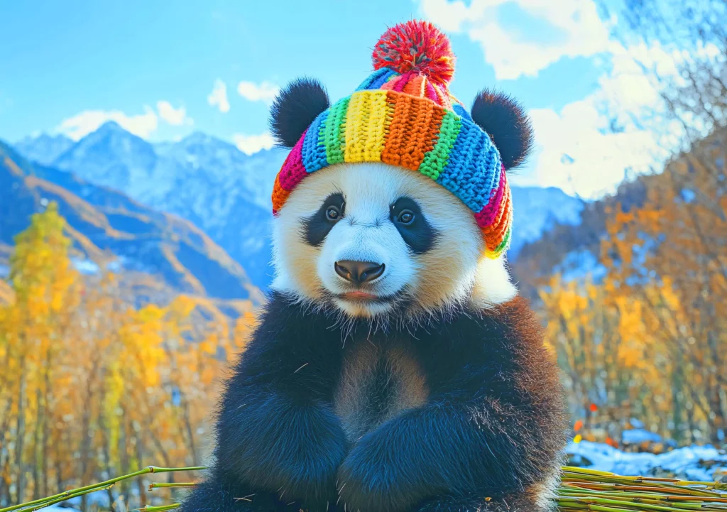 Das August Bild des Wandkalenders "Strick-Pfoten - Flauschige Freunde in gestrickten Meisterwerken".