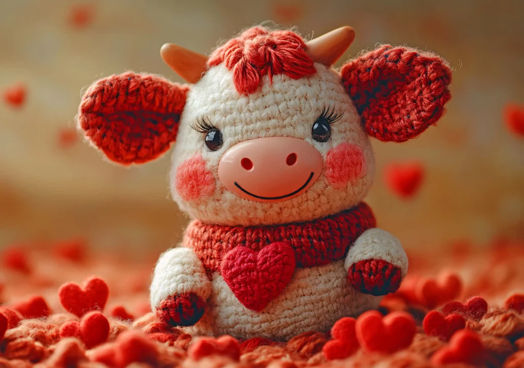 Das Februar Bild des Wandkalenders "Strick-Safari - Gestrickte Tiere zum Verlieben".